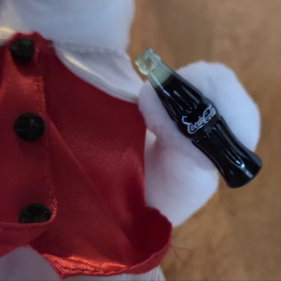 Coca-Cola Vintage Polar Bear Plush Set 1998 1999 Red Scarf Vest Mascot 2pc - Picture 9 of 11